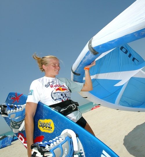 Women Kitesurfer athlete during the Dubai Red Bull King Of The Air Event