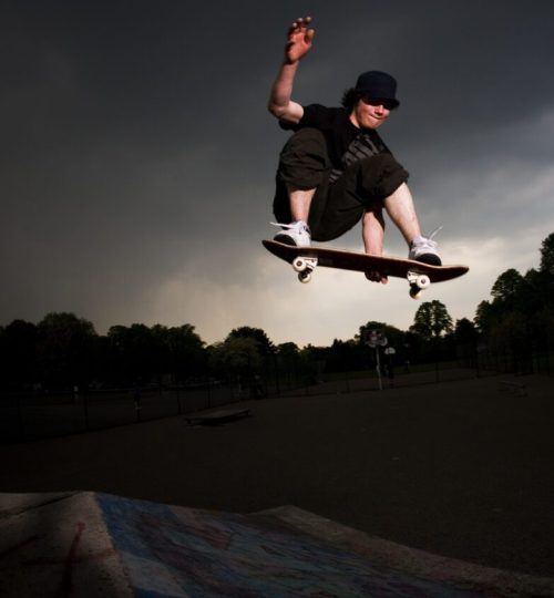 Skateboarder Showing His Skills
